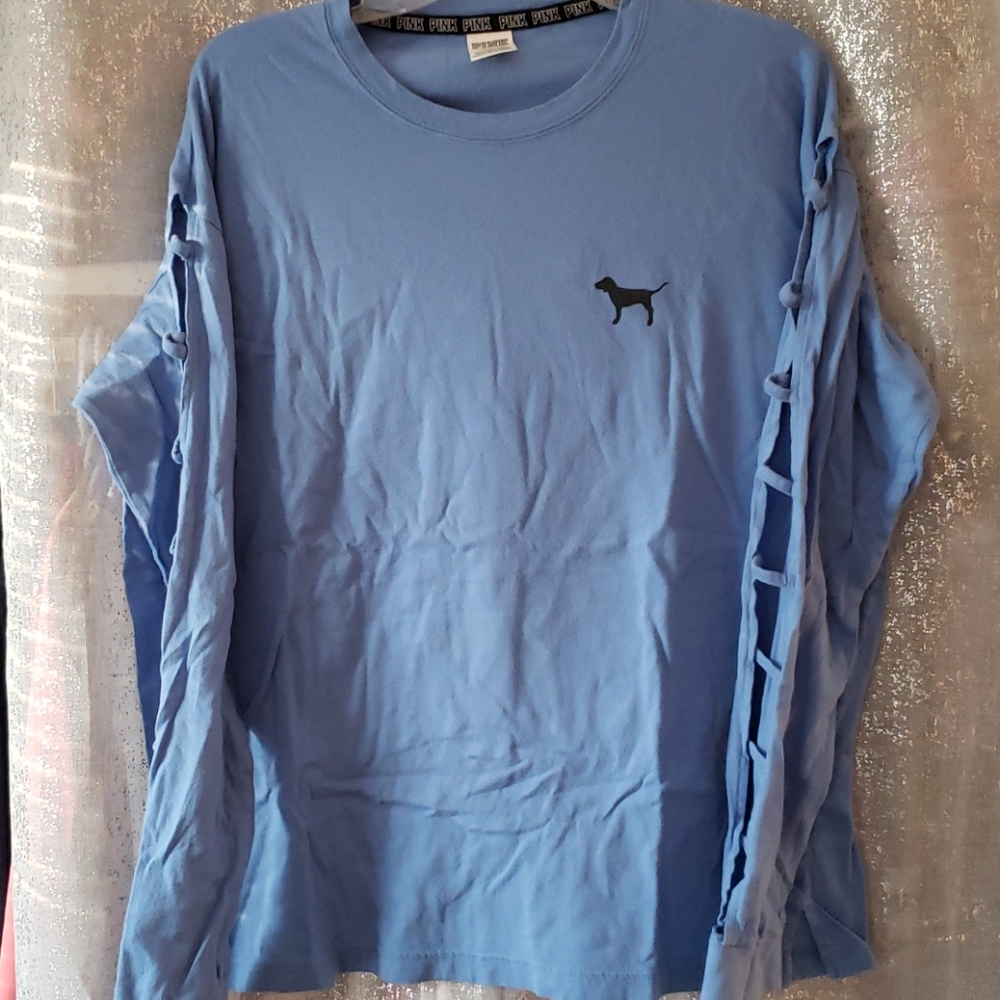 VS PINK pastel blue long sleeve tee